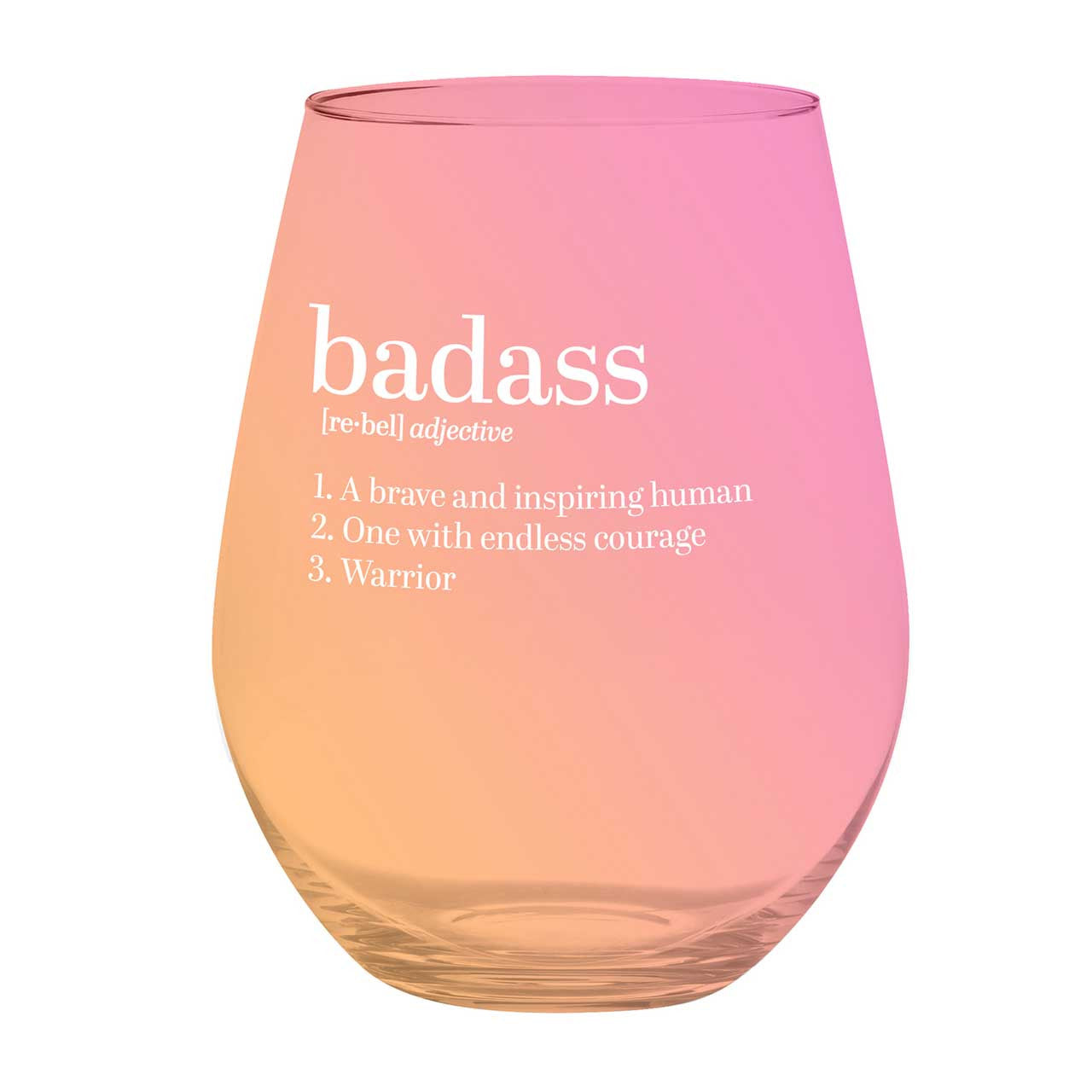 Badass Jumbo Stemless Wine Glass in Orange Pink Ombre | 30 Oz. | Holds